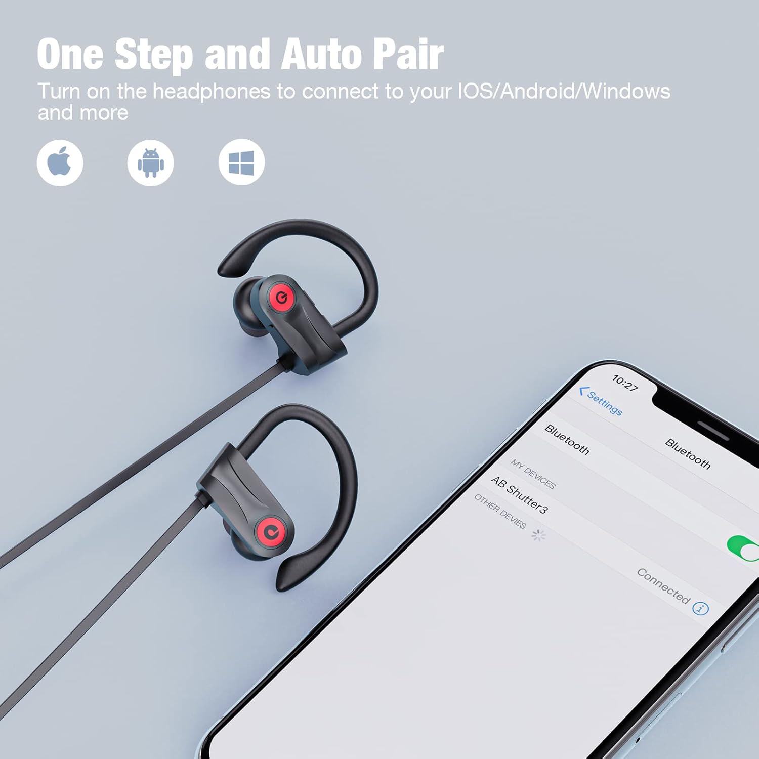 Boean Bluetooth Headphones, Wireless Headphones with 16 Hours Playtime Bluetooth 5.3 Wireless Earbuds HD Deep Bass Stereo Sound Isolation IPX7 Waterproof Earphones for Workout Running Sports - Image 5
