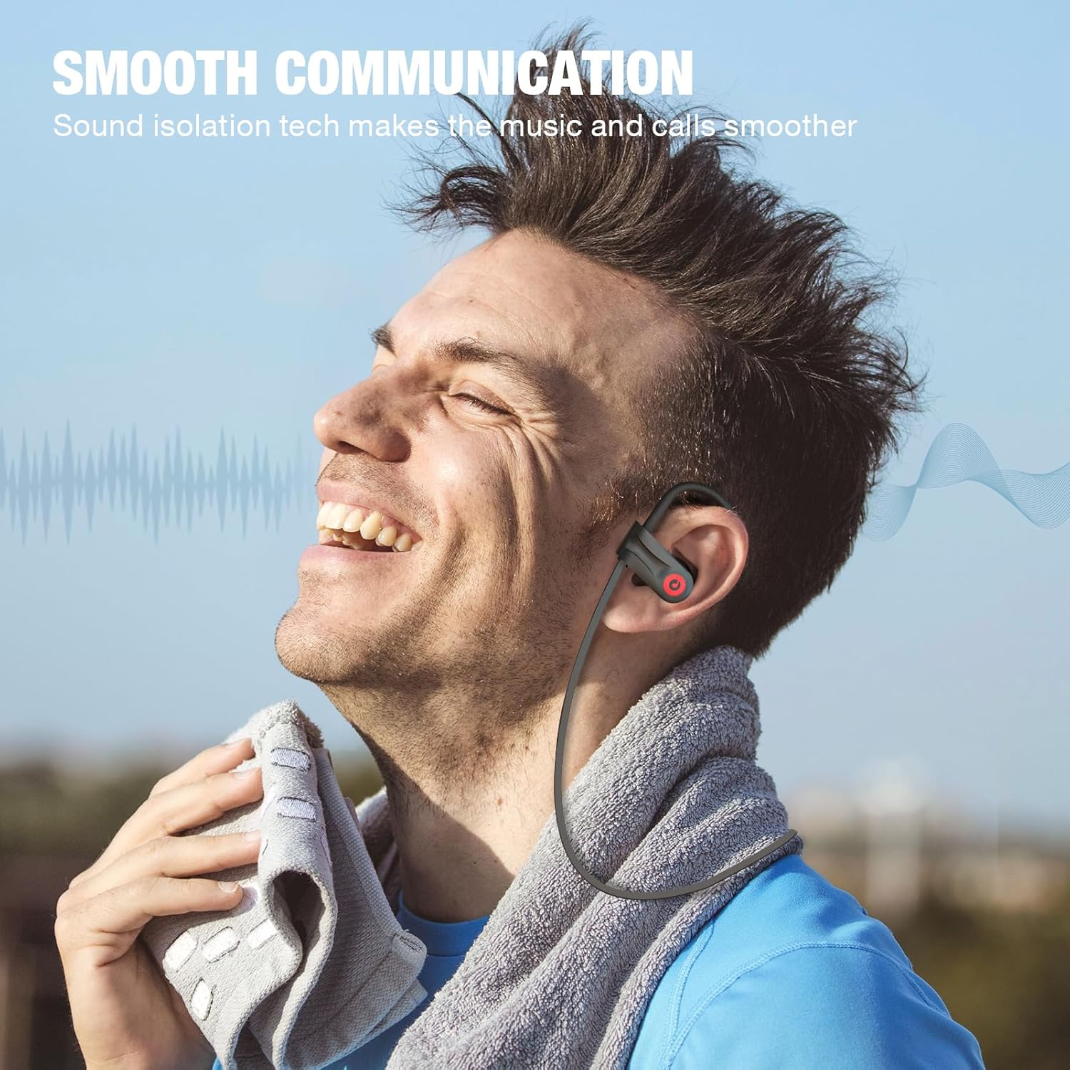 Boean Bluetooth Headphones, Wireless Headphones with 16 Hours Playtime Bluetooth 5.3 Wireless Earbuds HD Deep Bass Stereo Sound Isolation IPX7 Waterproof Earphones for Workout Running Sports - Image 7